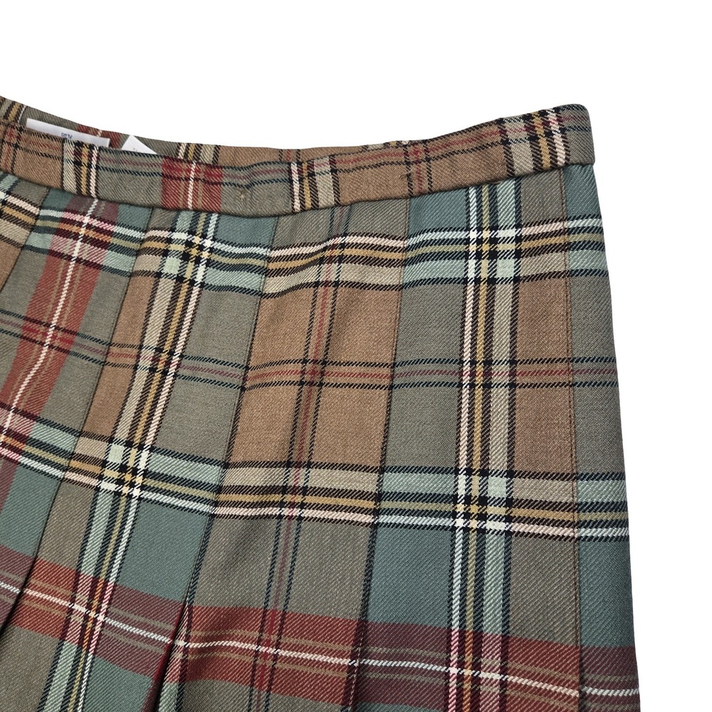 Pendleton Vintage Wool Plaid Pleated Midi Skirt Brown Green Red Plus Size 20W - Picture 6 of 9
